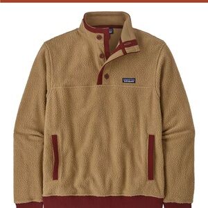 Patagonia Shearling Button Pullover Fleece - Men's XS/ Wo. Small - Tan/ Maroon